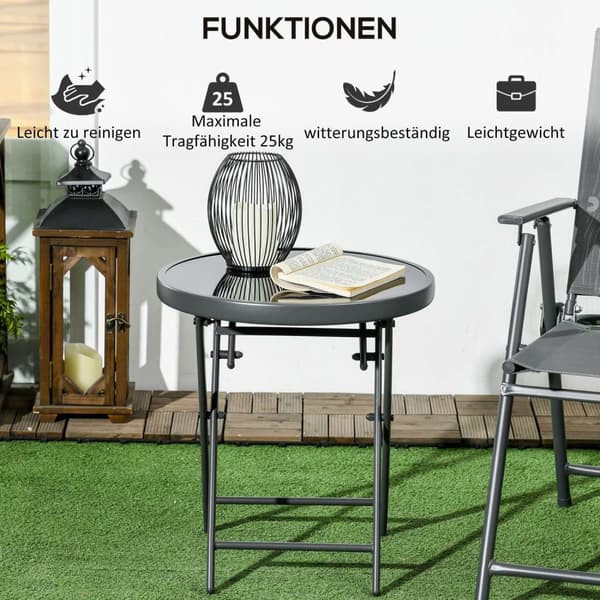 Rootz fällbart utomhussidan - fällbord - Kompakt bord - väderbeständig - Ø45 x 50 cm - svart