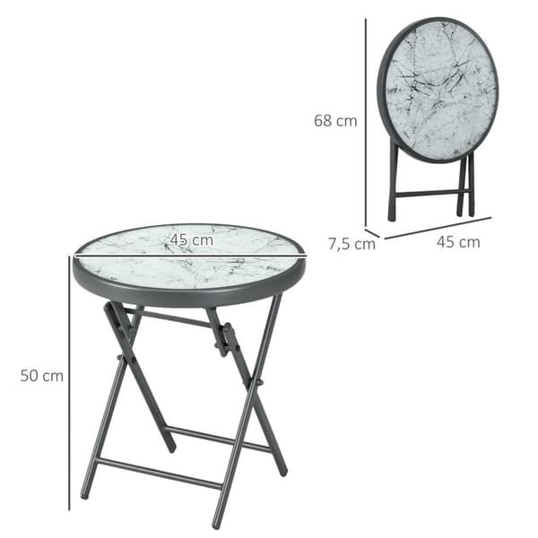 Rootz Foldble Side -pöytä - Ulkoilutaite - Compact Patio -pöytä - Säänkestävä ja helppo puhdistaa - 45 x 45 x 50 cm