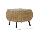 Miniatyrbild 3 av 10: Rootz Poly Rattan Sidobord - Rund soffbord - Balkongbord - Väderbeständig och hållbar - Ø75 x 42 cm