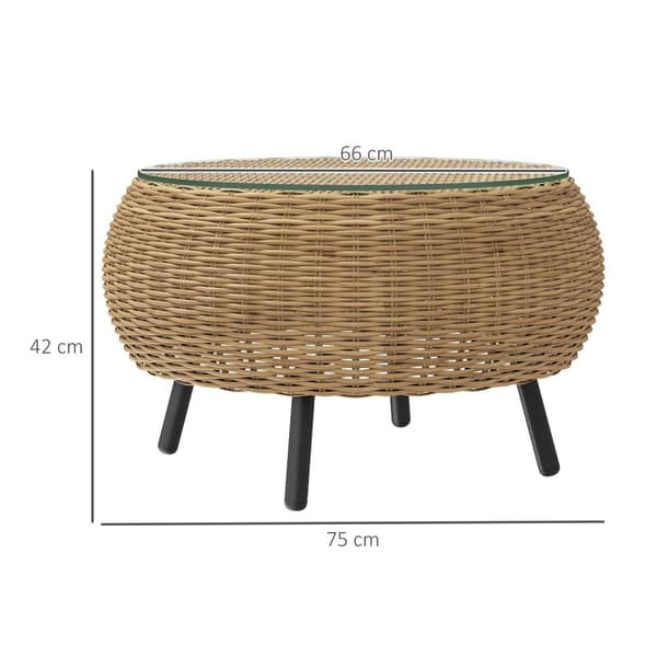 Rootz Poly Rattan Sidobord - Rund soffbord - Balkongbord - Väderbeständig och hållbar - Ø75 x 42 cm
