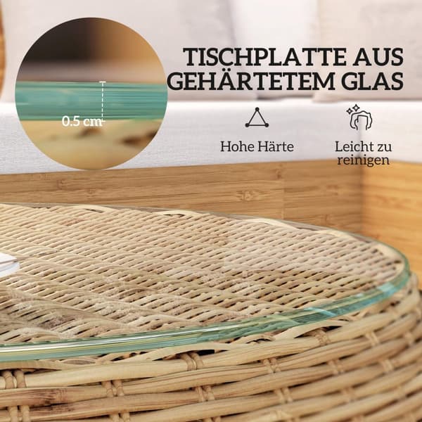 Rootz Poly Rattan Sidobord - Rund soffbord - Balkongbord - Väderbeständig och hållbar - Ø75 x 42 cm