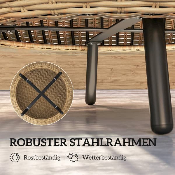 Rootz Poly Rattan Sidobord - Rund soffbord - Balkongbord - Väderbeständig och hållbar - Ø75 x 42 cm