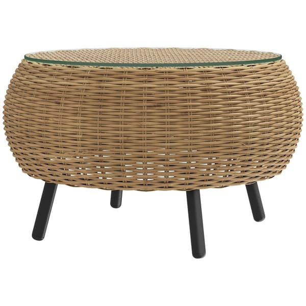 Rootz Poly Rattan Sidobord - Rund soffbord - Balkongbord - Väderbeständig och hållbar - Ø75 x 42 cm