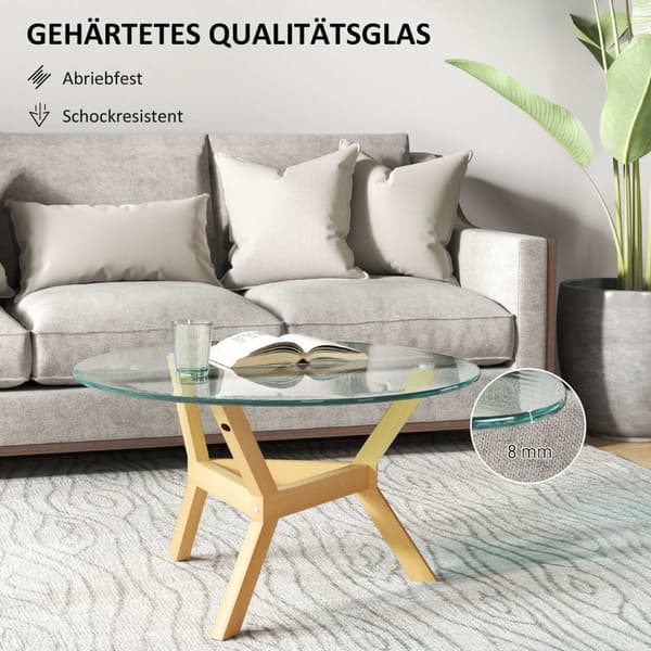 Rootz Round sofabord - Matchet Glass - Stue Bord - Justerbare fodpuder - Stabil design - Ø80 x 45H cm