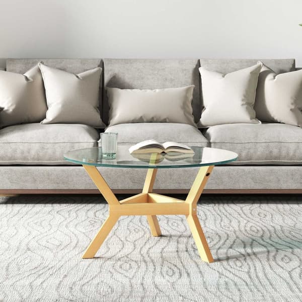 Rootz Round sofabord - Matchet Glass - Stue Bord - Justerbare fodpuder - Stabil design - Ø80 x 45H cm