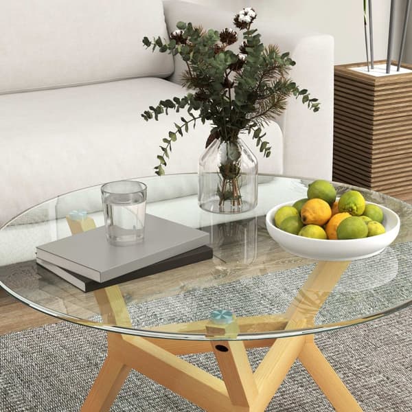 Rootz Round sofabord - Matchet Glass - Stue Bord - Justerbare fodpuder - Stabil design - Ø80 x 45H cm