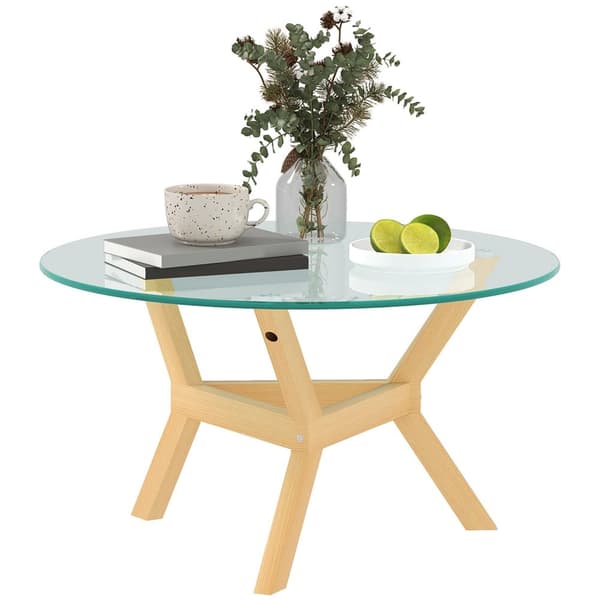 Rootz Round sofabord - Matchet Glass - Stue Bord - Justerbare fodpuder - Stabil design - Ø80 x 45H cm