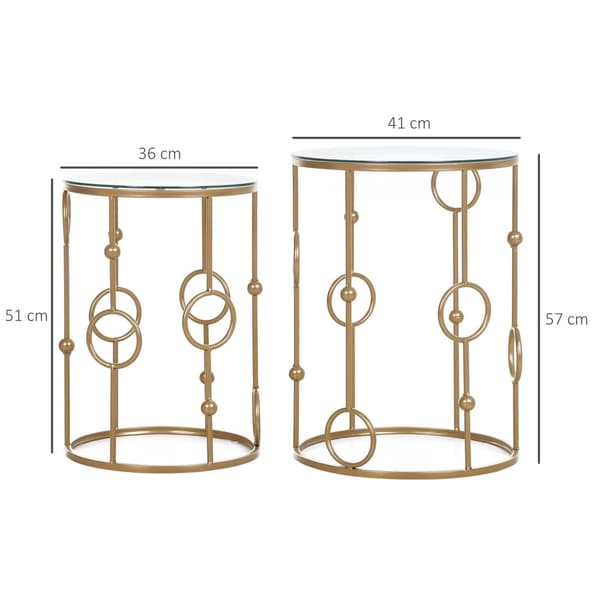 Rootz sidobord set - runda soffbord - art deco -stil - elegant design - Ø41x57cm, Ø36x51cm