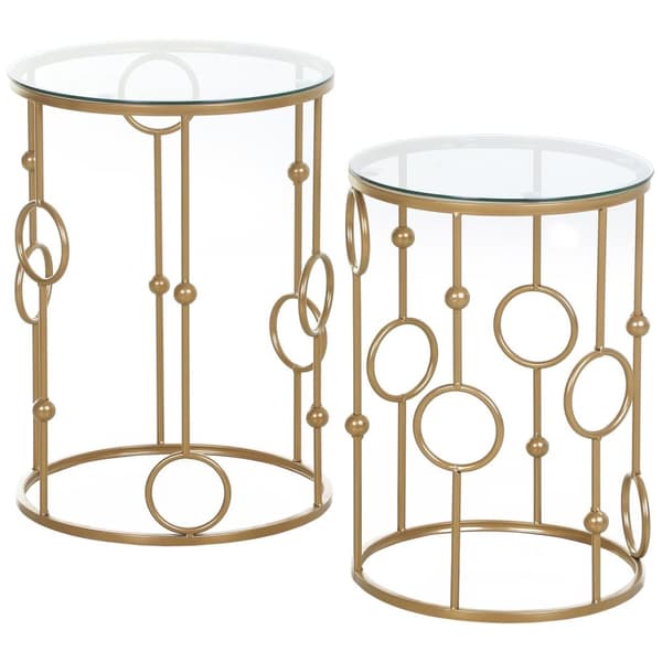 Rootz sidobord set - runda soffbord - art deco -stil - elegant design - Ø41x57cm, Ø36x51cm