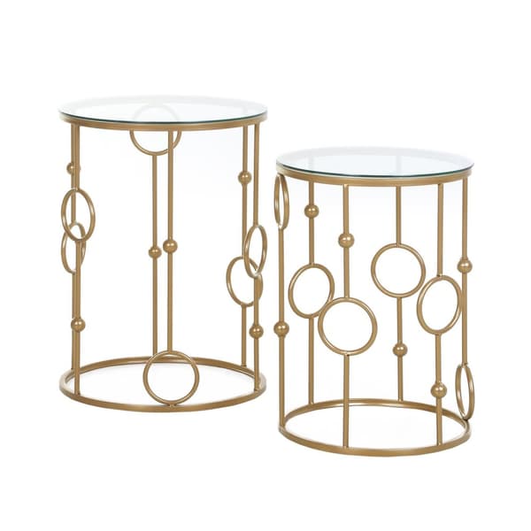 Rootz sidobord set - runda soffbord - art deco -stil - elegant design - Ø41x57cm, Ø36x51cm