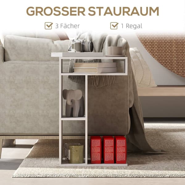 Rootz sidebord - C -formet serveringsbil - mobilarrangør - 4 hjul - effektiv opbevaring - 40 x 30 x 69 cm, robust spånplade, hvid