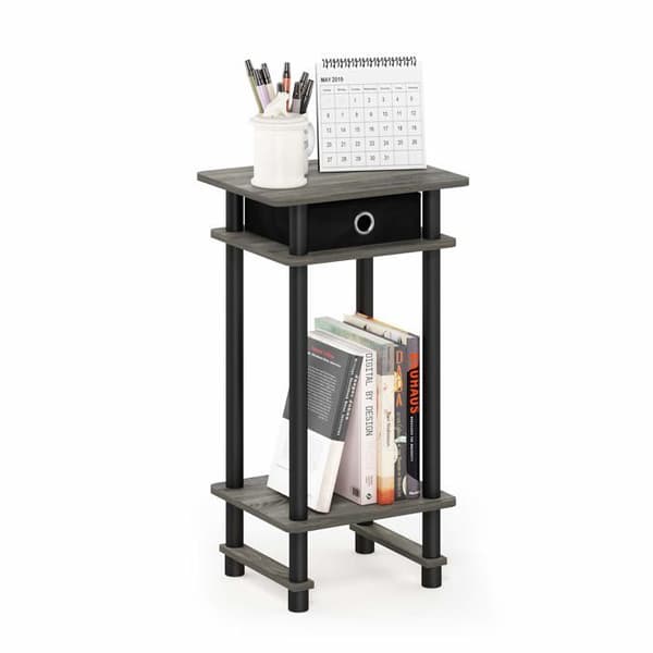 Furinno - 17017 - Turn-N-Tube High End-bord med bricka, French Oak Grey Black, One Size