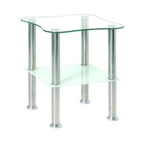 Haku Möbel 33310 Side Soffbord Rostfri stålplåt/Optiskt härdat glas/Rostfritt stål/Vit...