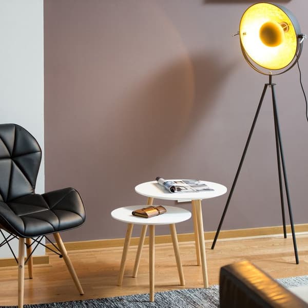 Sidobord - Relaxdays - 10020985 - Set om 2 - Skandinavisk - Rund - Naturlig vit