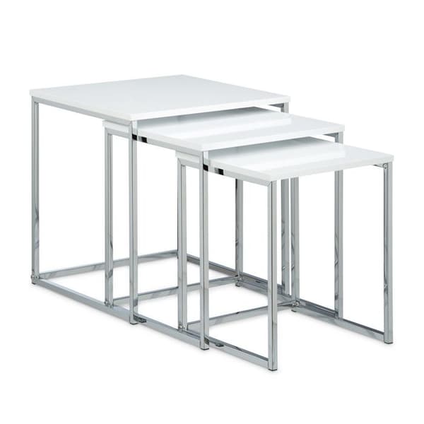Relaxdays Set med 3 förvaringsbord, modern design, i MDF och metall (stål), H x B x D: ca. 42 x 40 x 40 cm, vit