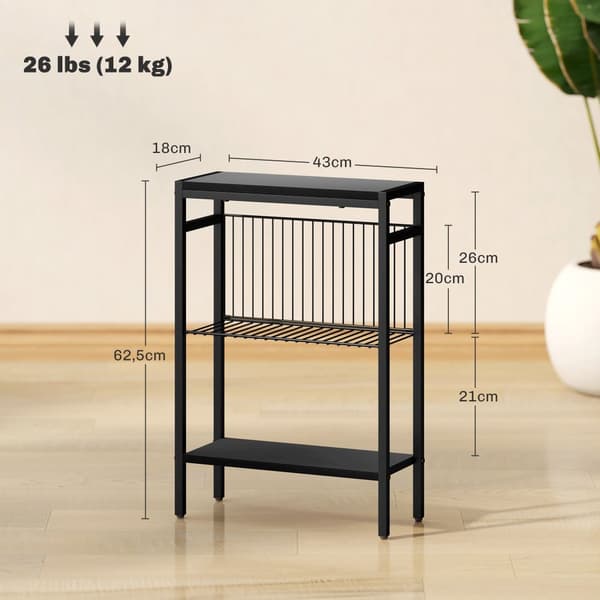 Sidobord, 43x18x62.5 cm, Svart