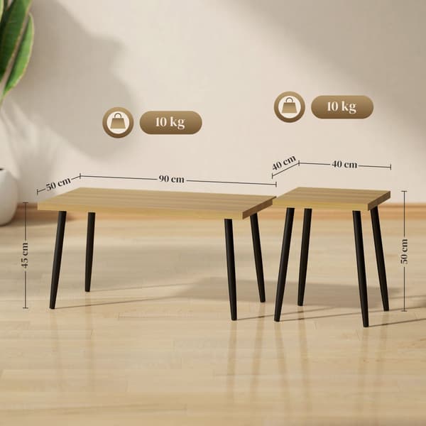 Kaffebordssæt, 90x50x45 cm, Naturtræ