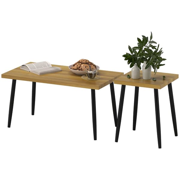 Kaffebordssæt, 90x50x45 cm, Naturtræ