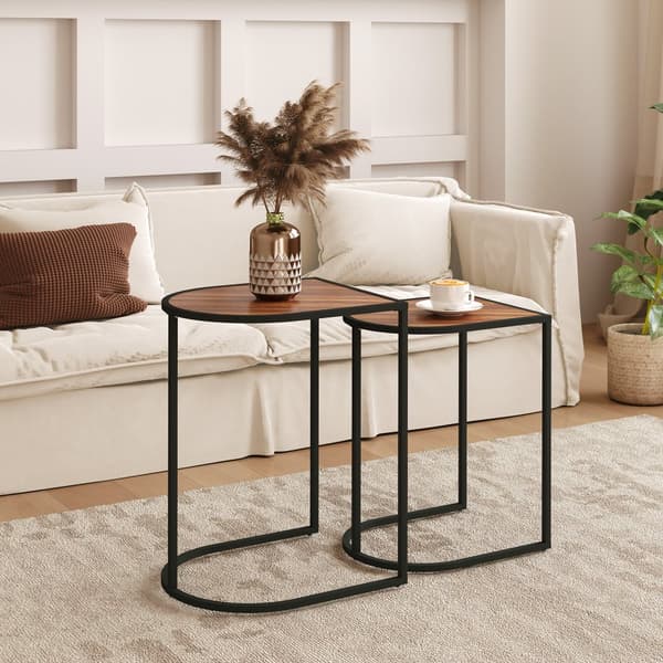 Sohvapöytä setti, 45P x 38L x 58K cm (iso), 41P x 32L x 52K cm (pieni), Ruskea+Musta