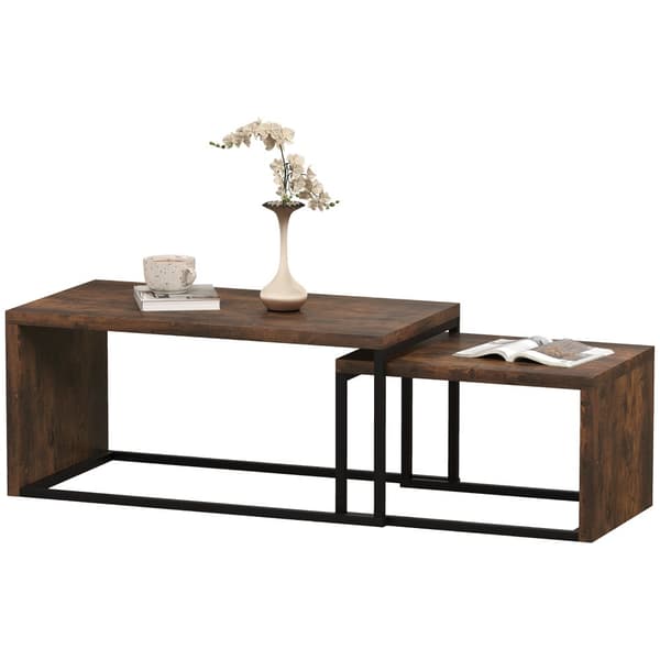Kaffebordssæt, 90x48x42 cm, Sort og Brun