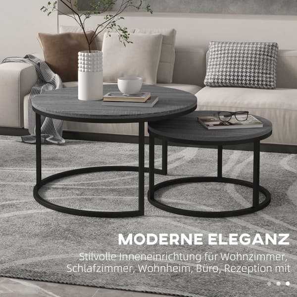 Kaffebordssæt, 78.5x78.5x46.5 cm, 59x59x36.5 cm, Sort