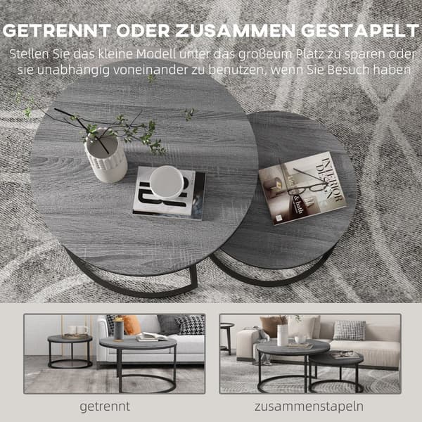 Kaffebordssæt, 78.5x78.5x46.5 cm, 59x59x36.5 cm, Sort