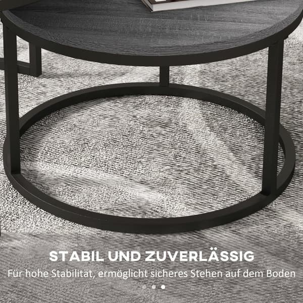 Kaffebordssæt, 78.5x78.5x46.5 cm, 59x59x36.5 cm, Sort