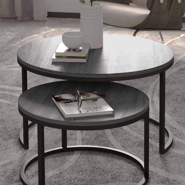 Kaffebordssæt, 78.5x78.5x46.5 cm, 59x59x36.5 cm, Sort