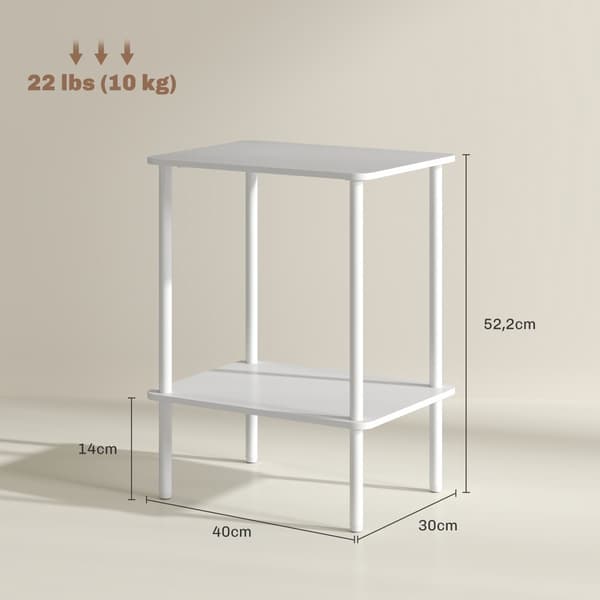 Sidebord, 40x30x52.2 cm, Hvid