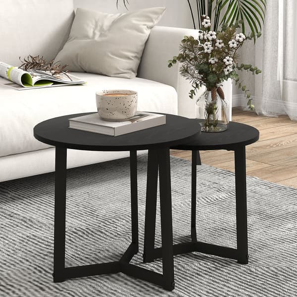 Kaffebordssæt, Ø48 x 45H cm (stort), Ø40 x 40H cm (lille), Sort