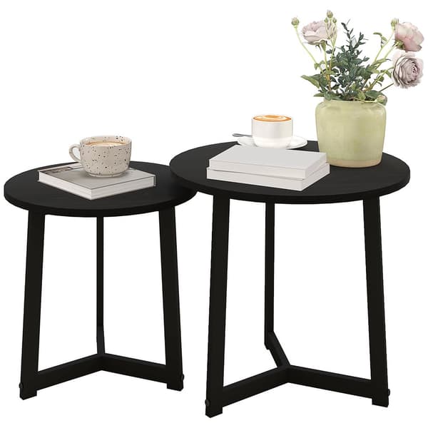 Kaffebordssæt, Ø48 x 45H cm (stort), Ø40 x 40H cm (lille), Sort