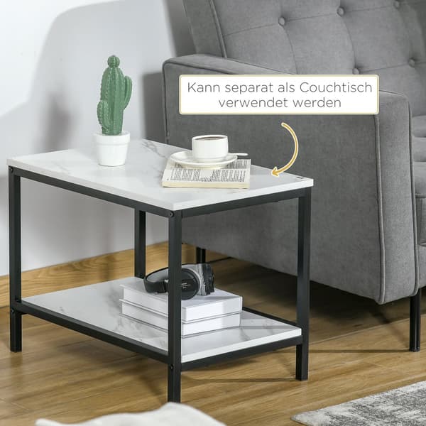 Kaffebord Set, 45x40x52 cm och 60x39.5x45.5 cm, Vit och Svart