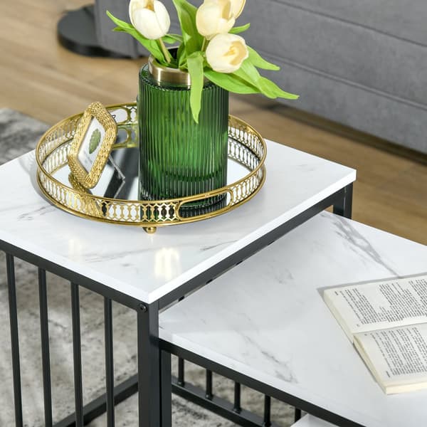 Kaffebord Set, 45x40x52 cm och 60x39.5x45.5 cm, Vit och Svart