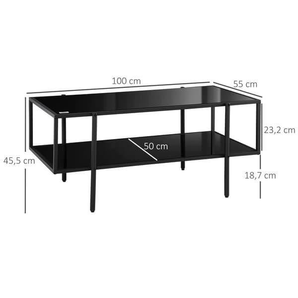 Sofabord, 100x55x45.5 cm, Sort
