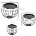 Miniatyrbillede 3 af 9: Kaffebordssæt, 3er-Set, Ø51 x 38,5H cm (stor), Ø38,5 x 32H cm (medium), Ø30,5 x 27H cm (lille), Sort