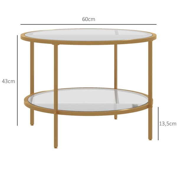 Sidobord, Ø60 x 43 cm, Guld