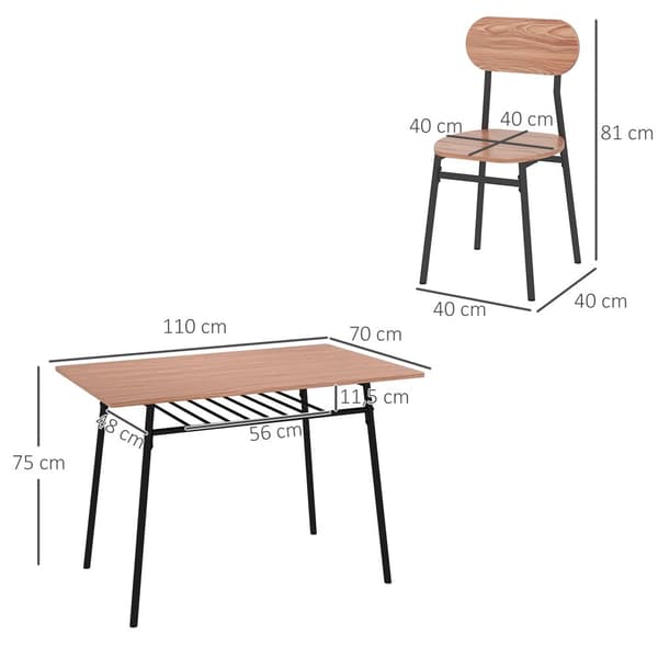 Ruokapöytä setti 4 tuolilla, 110x70x75 cm, tiikki