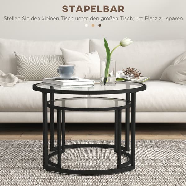 Sæt med Sideborde, Ø70x47.5H cm/Ø54x42.5H cm, Sort
