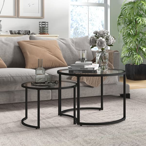 Sæt med Sideborde, Ø70x47.5H cm/Ø54x42.5H cm, Sort