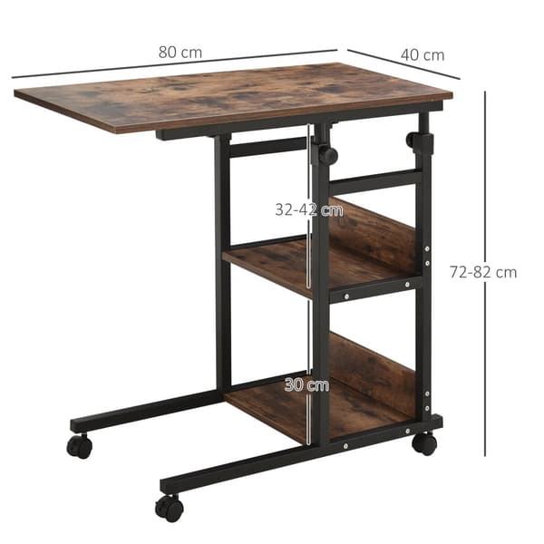 Sidebord, 80x40x72-82 cm, Sort