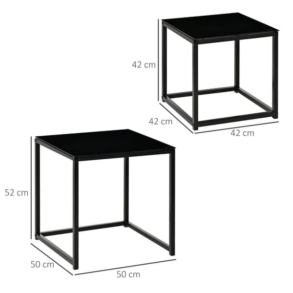 Sidobord Set, 50x50x52 cm, Svart
