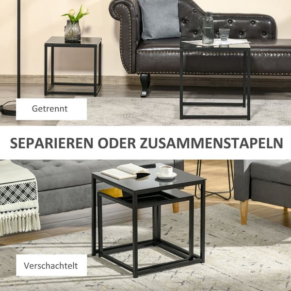Sidobord Set, 50x50x52 cm, Svart