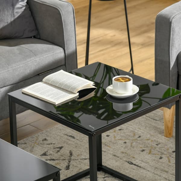 Sidobord Set, 50x50x52 cm, Svart