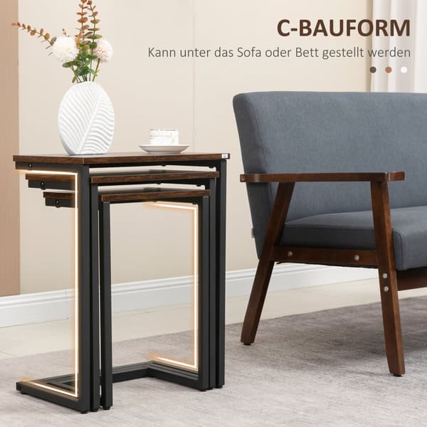 Sidobord Set, 3er-Set, 45x30x60 cm, Brun