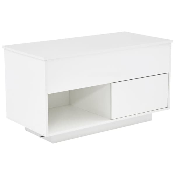 Sofabord i højglans med løfteplade, LED-belysning, 1 skuffe og 50 kg bæreevne – 100x50x55 cm, sort
