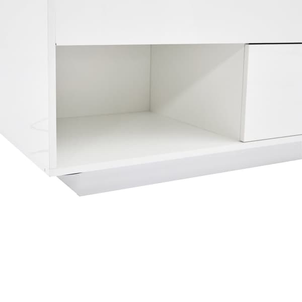 Sofabord i højglans med løfteplade, LED-belysning, 1 skuffe og 50 kg bæreevne – 100x50x55 cm, sort