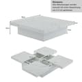 Miniatyrbillede 4 af 11: Moderne hvidt sofabord i marmorlook – Firkantet 90x90x25 cm med 4 skuffer og skydebordplade, bæreevne 30 kg