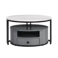 Miniatyrbild 7 av 11: Satsbord i 2 delar – Svart och grå marmordesign med förvaring, högglansyta, elegant nesting soffbord