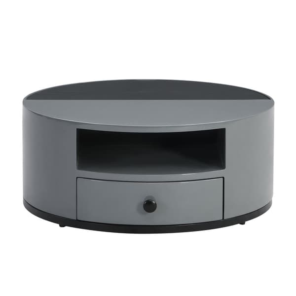 Satsbord i 2 delar – Svart och grå marmordesign med förvaring, högglansyta, elegant nesting soffbord