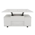 Miniatyrbild 8 av 11: Lyftbart multifunktionellt soffbord – Vitt 2-i-1 bord med förvaring, modern design för vardagsrum, kontor eller matplats